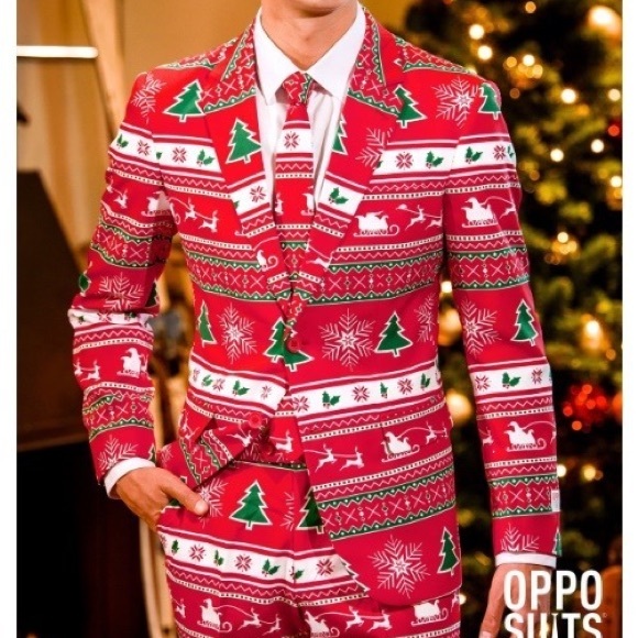 🎄 Opposuits Matching Ugly Christmas/Holiday Sweater Print Sport Jacket & Tie Set - Picture 8 of 10